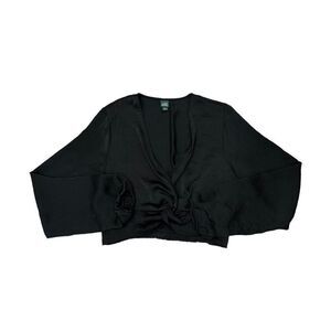 Wild Fable Satin Cropped Long Sleeve Top